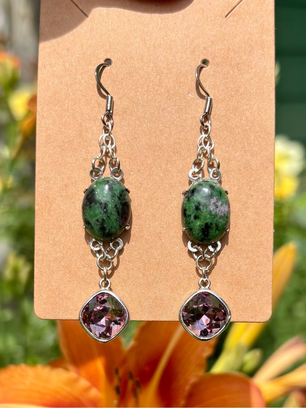 Ruby zoisite earrings. - Picture 3 of 13